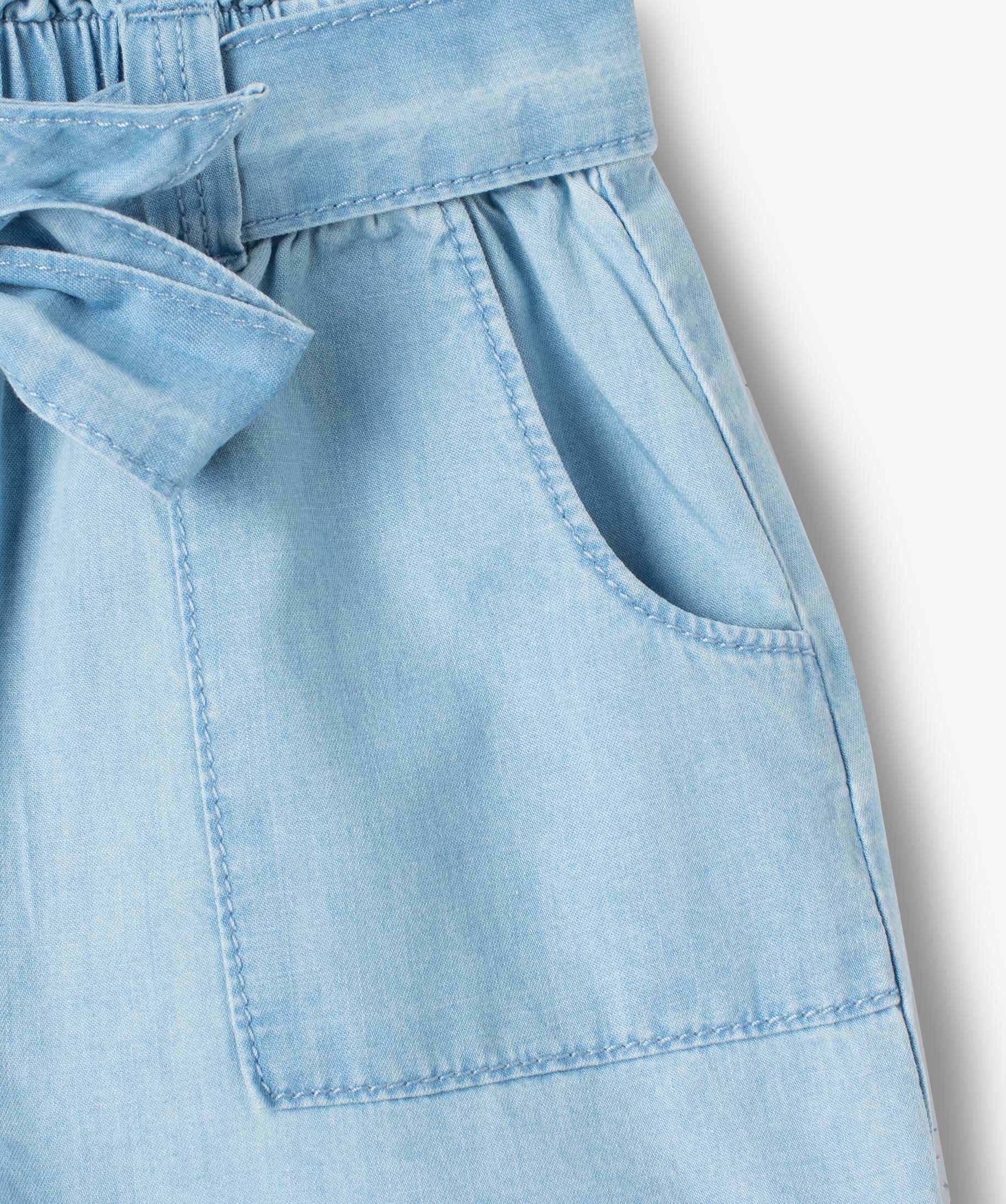 Short fille ample avec ceinture froncée et ceinture à nouer bleach | GEMO