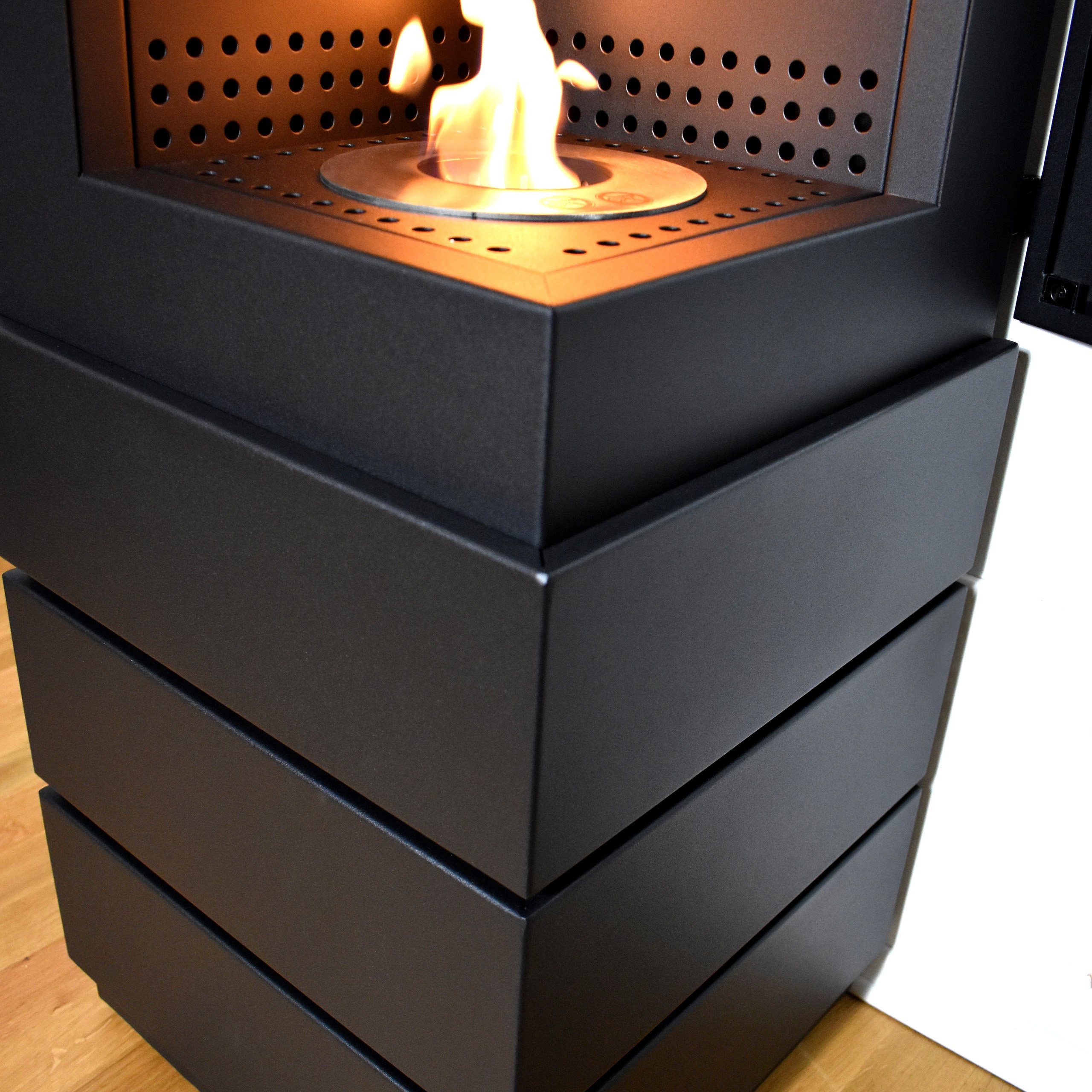 GLOW FIRE Echtfeuer-Dekokamin Ethanolkamin Glow Fire Mora Ofen, mit Heizfunktion durch Bio-Ethanol