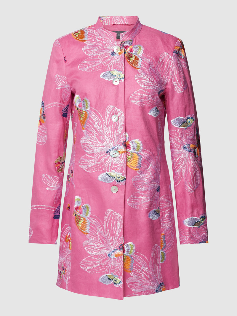 Blazer aus Leinen mit Allover-Muster in pink