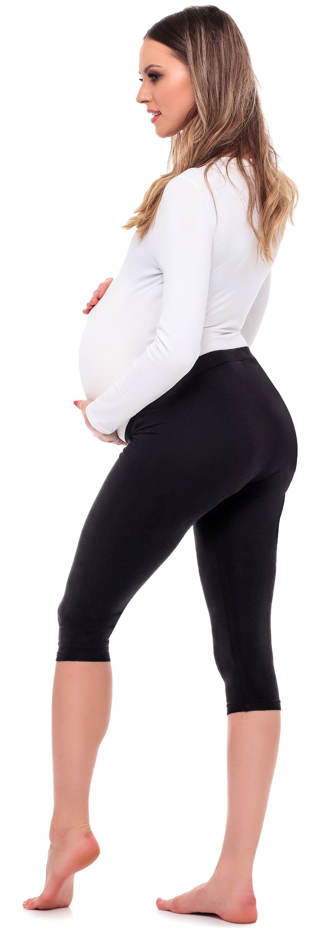 Be Mammy Umstandsleggings 3/4 Umstandsleggings aus Viskose BE20-254 (1-tlg) elastischer Bund