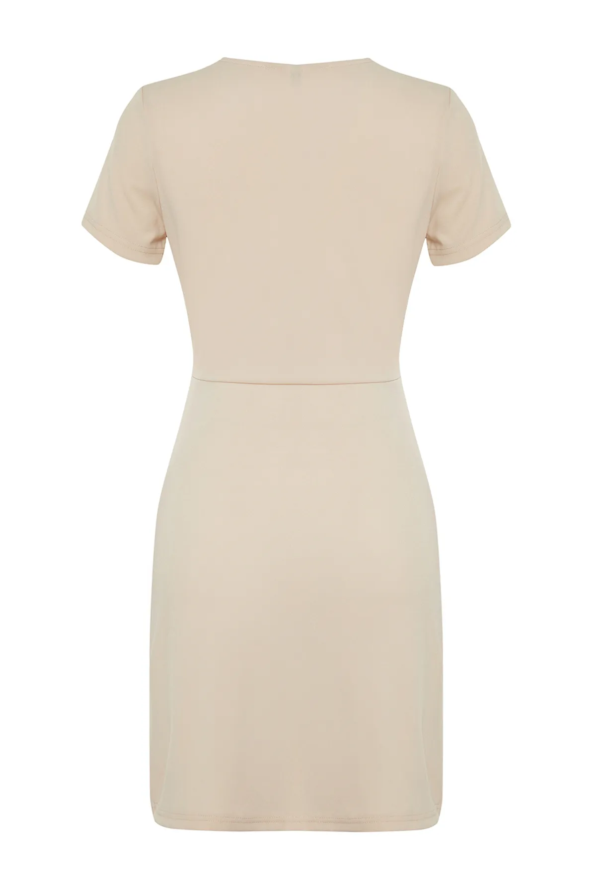 Trendyol Collection  Zweireihiges Mini-Strickkleid aus Krepp in Steinoptik mit zweireihigem Kragen TWOSS23EL01703
