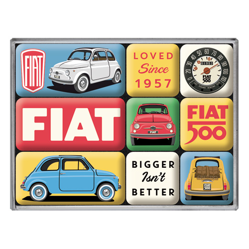 Nostalgic Art Magnet-Set, Motiv "Fiat 500 - Loved Since 1957", 1 Stück, 9-teilig - ATU