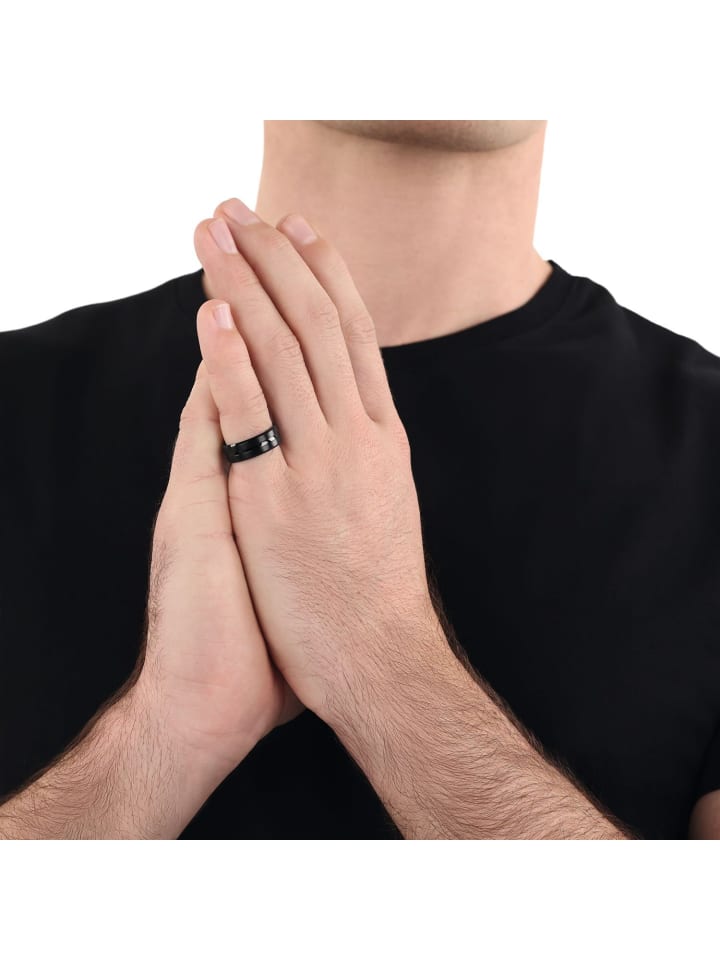 Amor Ring Edelstahl, IP Schwarz in Schwarz günstig kaufen