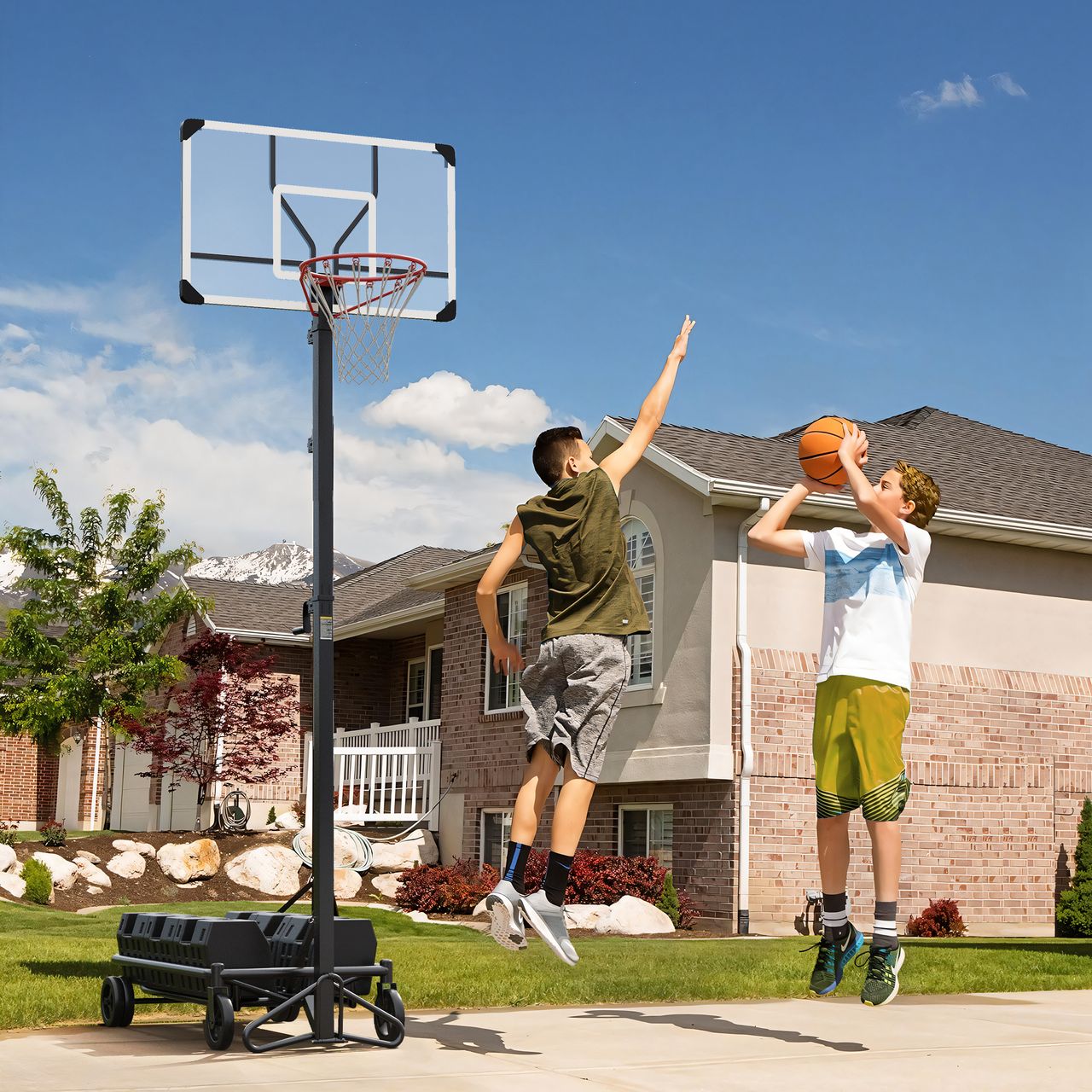 SPORTNOW SPORTNOW Basketballkorb mit Ständer, 130-310 cm klappbar Basketballständer
