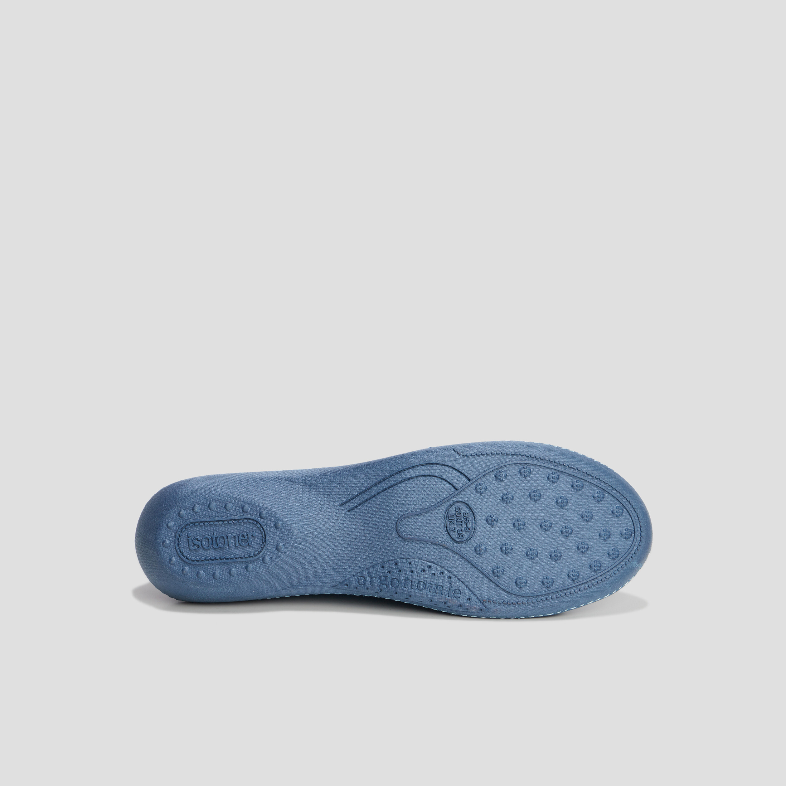 Chaussons ballerines velours Isotoner bleu canard femme | La Halle