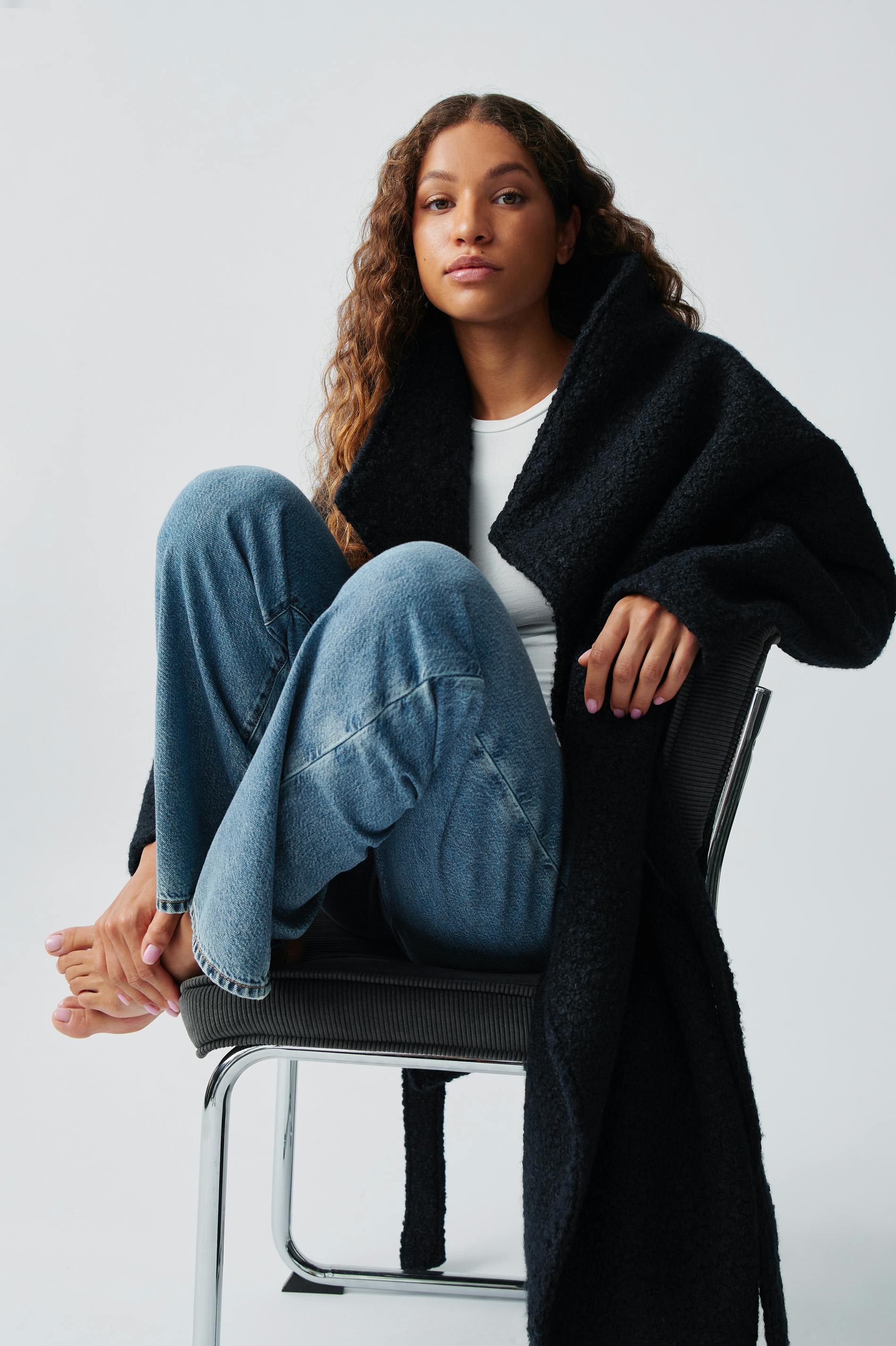 Soft boucle long coat