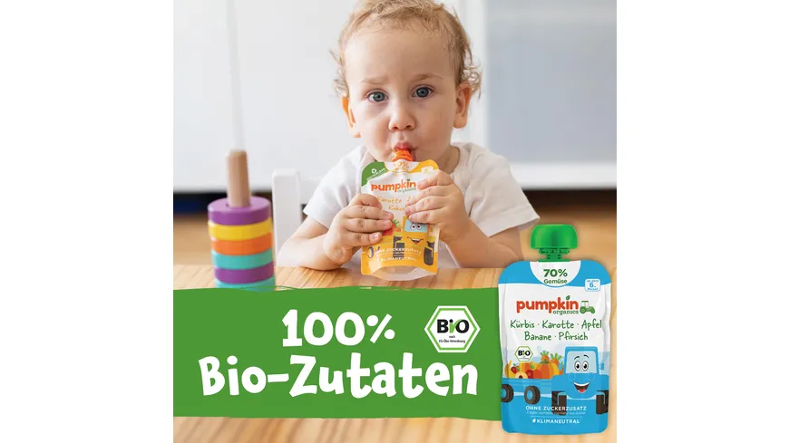 pumpkin organics Bio Quetschie Kürbis, Karotte, Apfel, Banane, Pfirsich 100 g