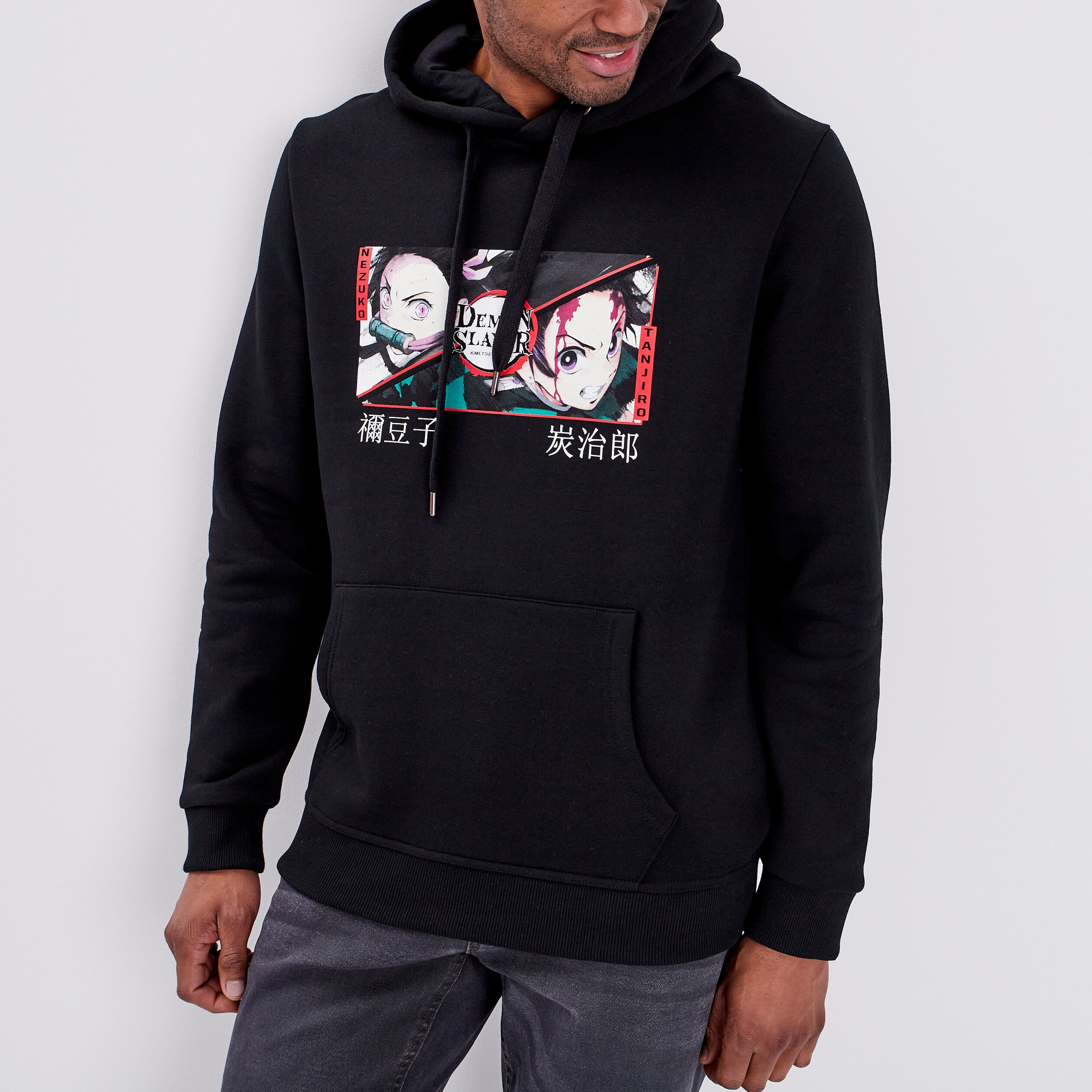 Sweat à capuche hoodie Demon Slayer noir homme | La Halle