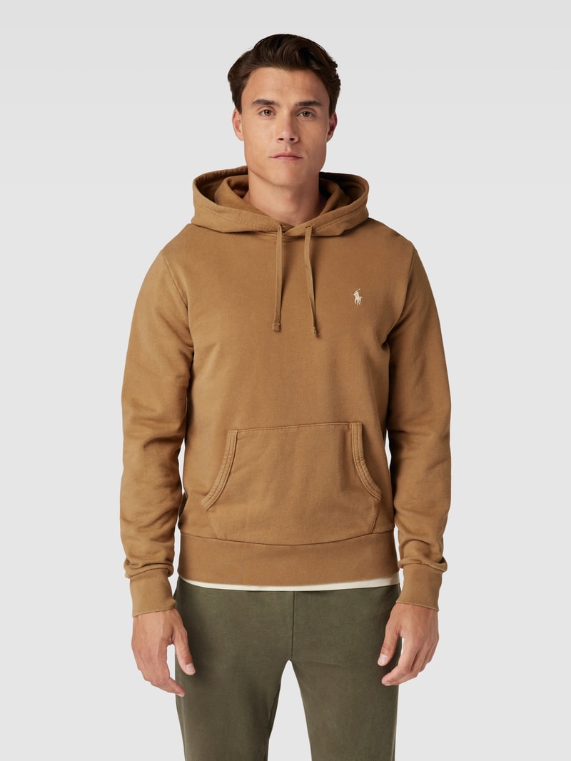 Hoodie mit Label-Stitching in hellbraun