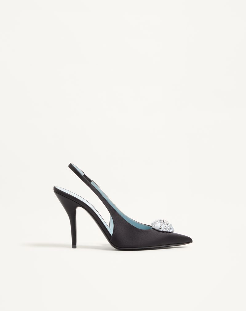 Coeur Royal Slingback Decote em Cetim 100mm