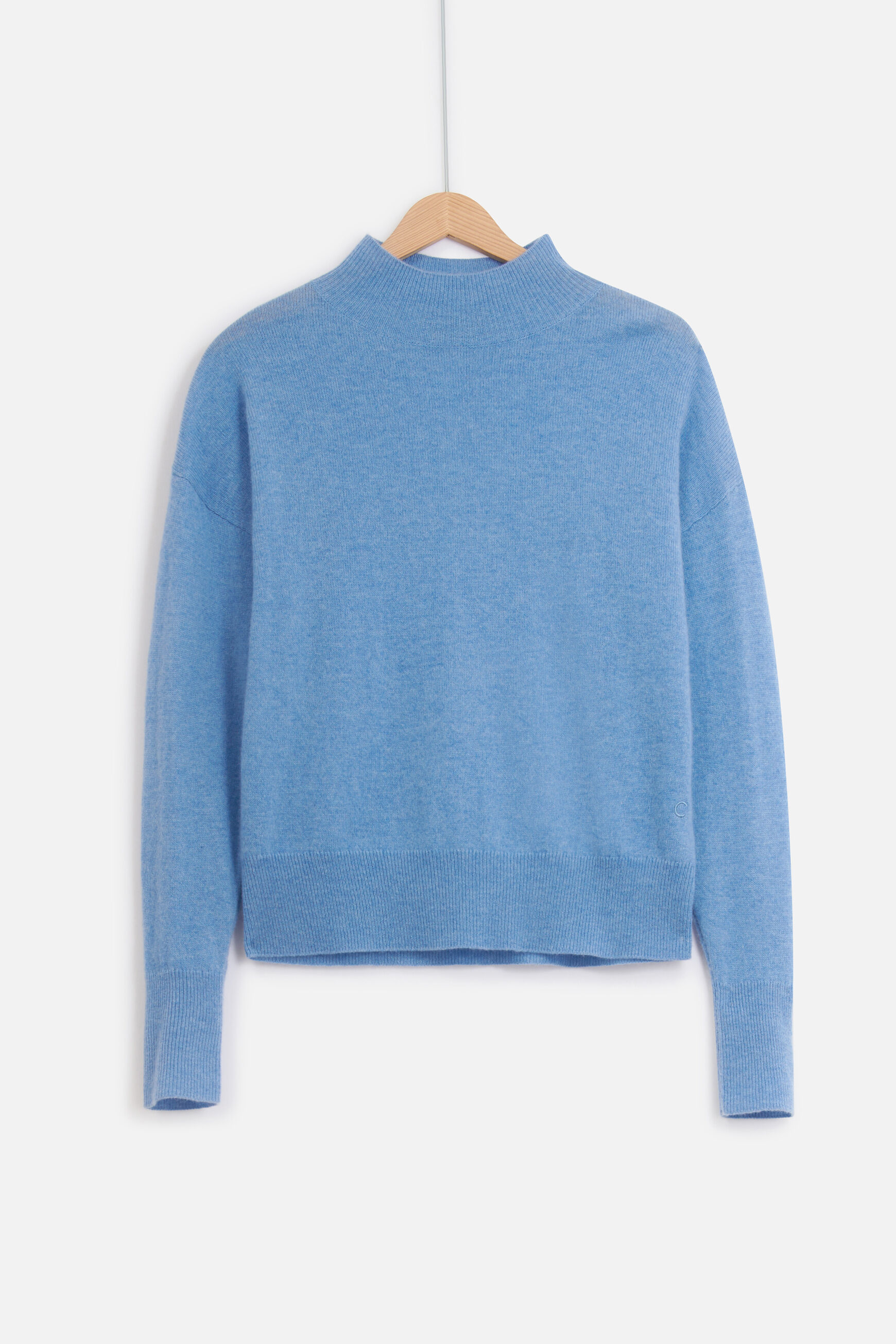 pull bibus 100% cachemire denim stone femme