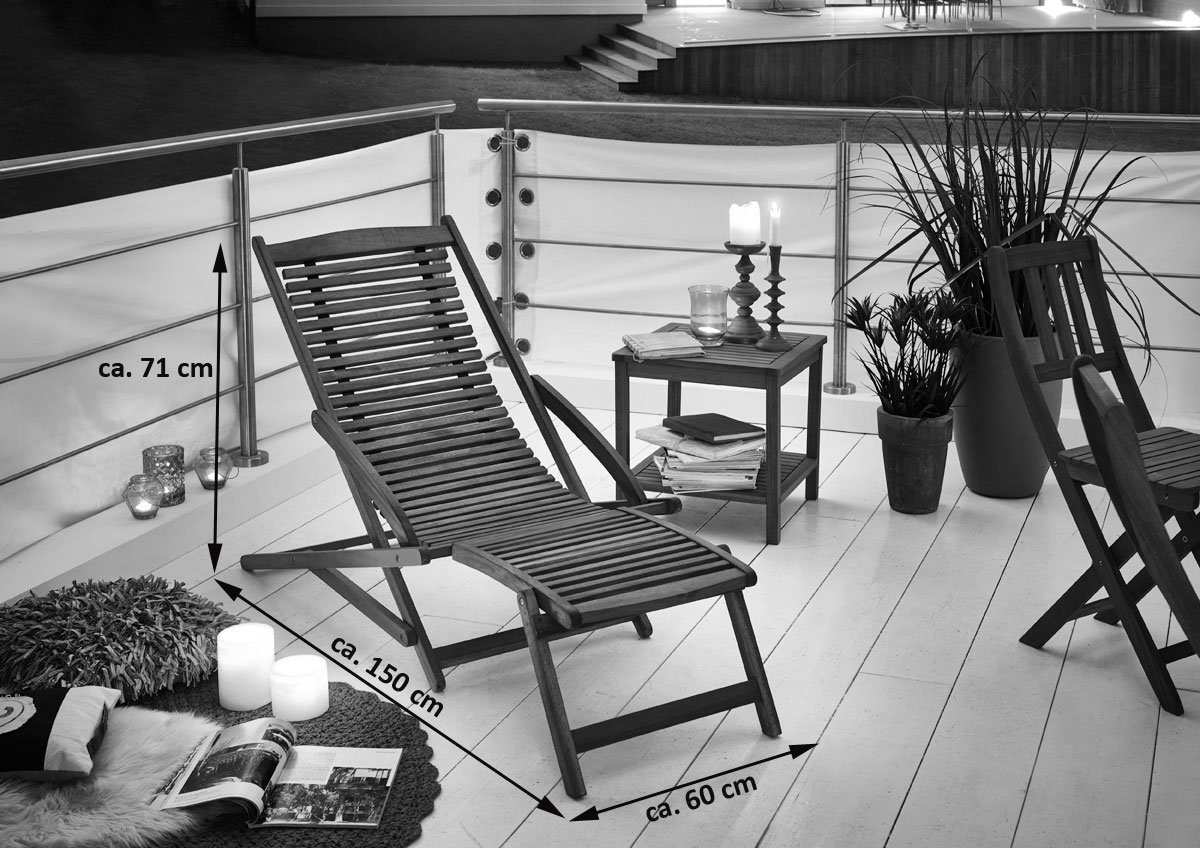 Junado® Gartenliege Fuki, Sonnenliege, aus Akazienholz, Länge 150 cm, ergonomisch geschwungen