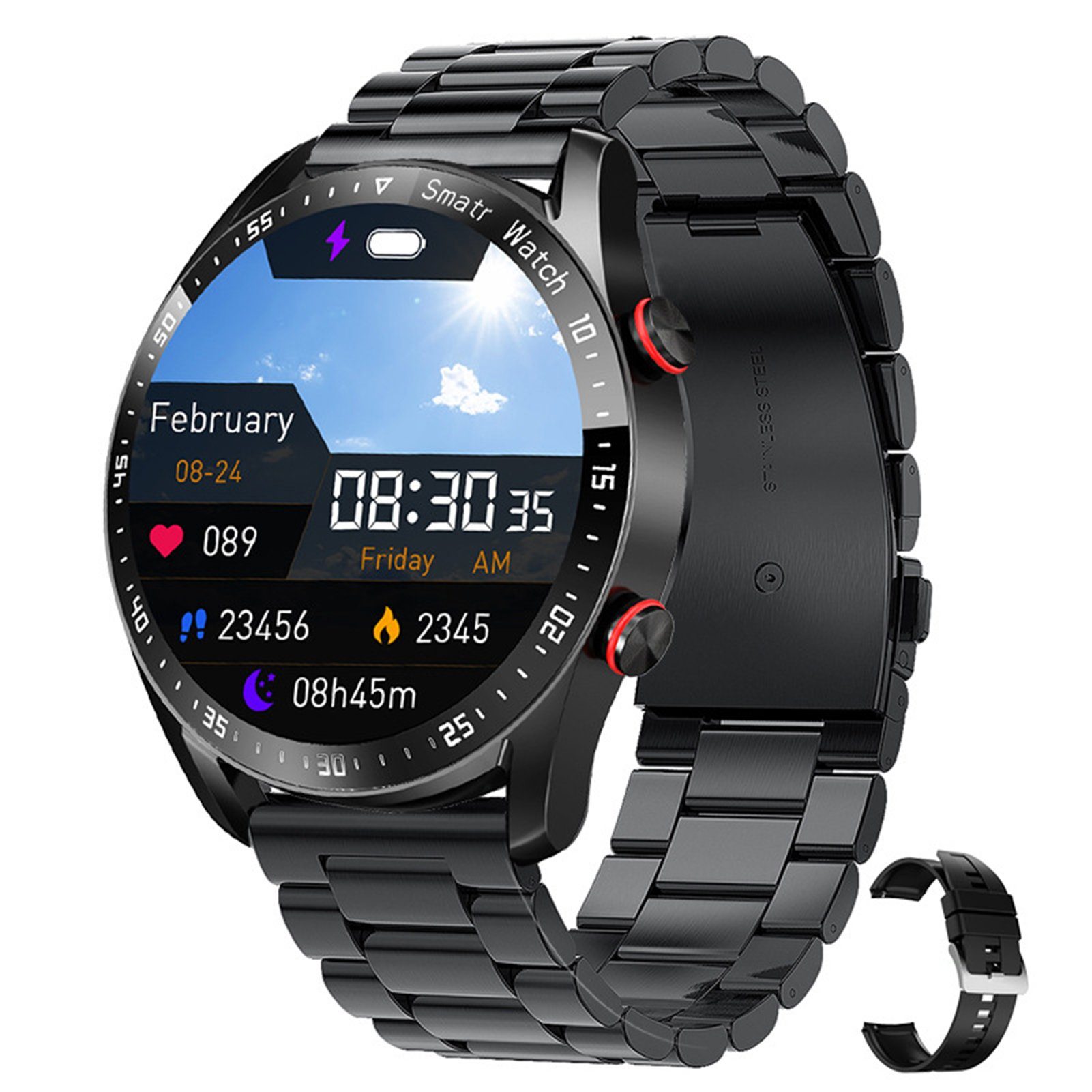 farfi Smart Watch, Gesundheitsüberwachung, IP67 wasserdicht, Business Watch Smartwatch (1.28 Zoll)
