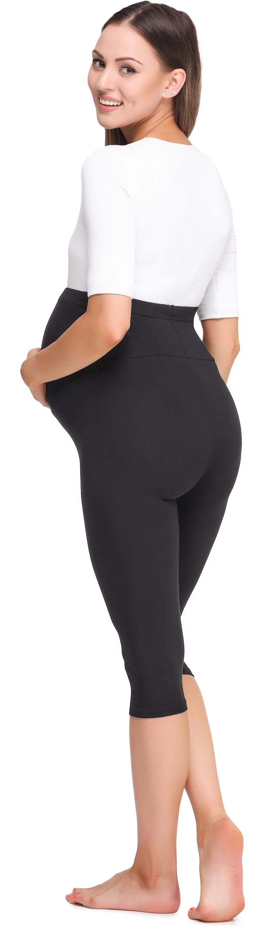 Be Mammy Umstandsleggings Damen 3/4 Umstandsleggings BE20-258 (1-tlg) elastischer Bund