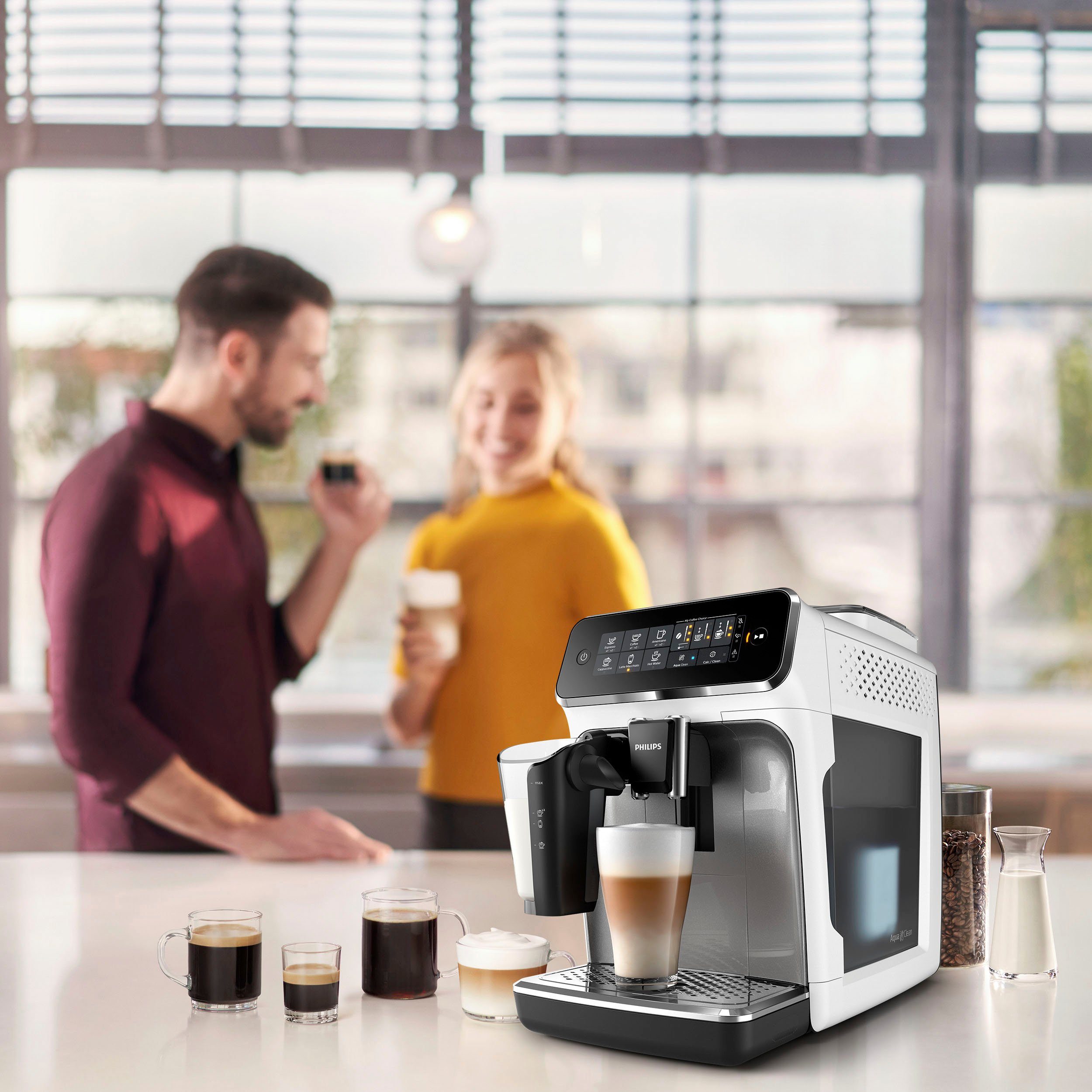 Philips Kaffeevollautomat 3200 Serie EP3243/70 LatteGo, inkl. gratis Genusspaket im Wert von UVP 49,99 €, weiß