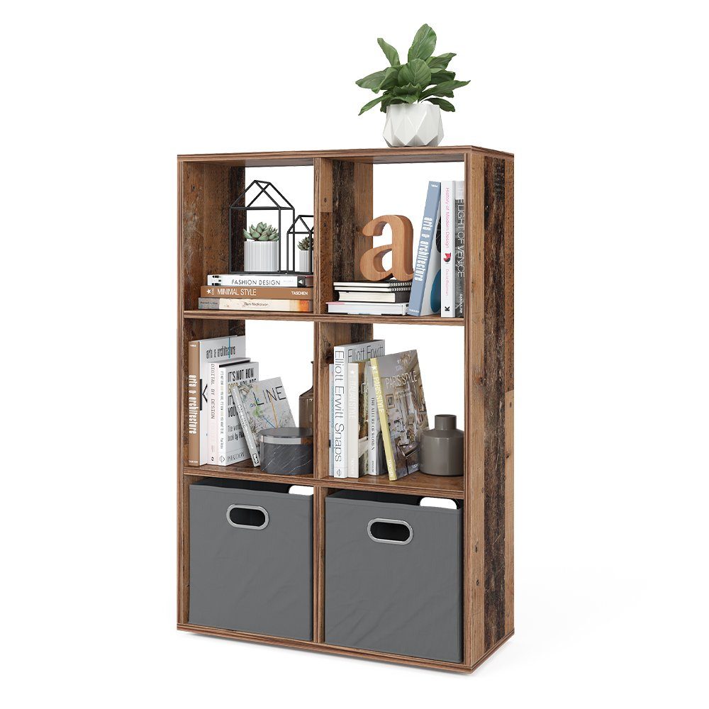 Vicco Raumteiler Standregal Bücherregal 6 Fächer Regal Old Style Hochregal