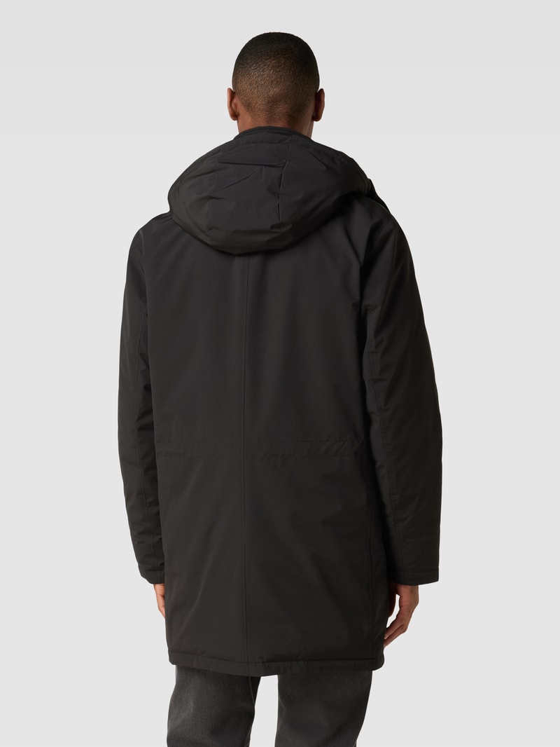 Parka mit abnehmbarer Kapuze in schwarz
