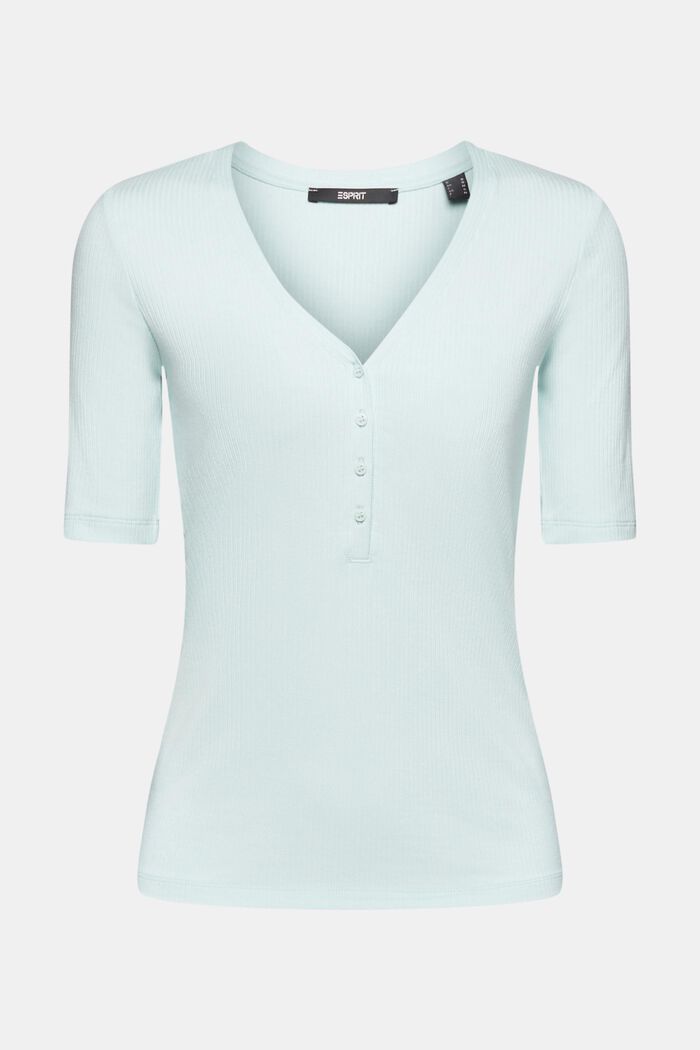 Geripptes Henley-Kurzarmshirt