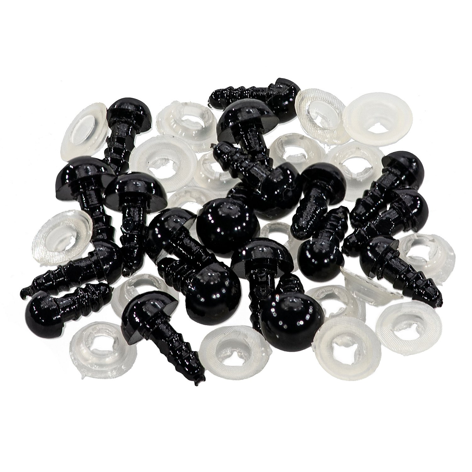 Tieraugen, schwarz, 10 + 12 mm, 20 Stück