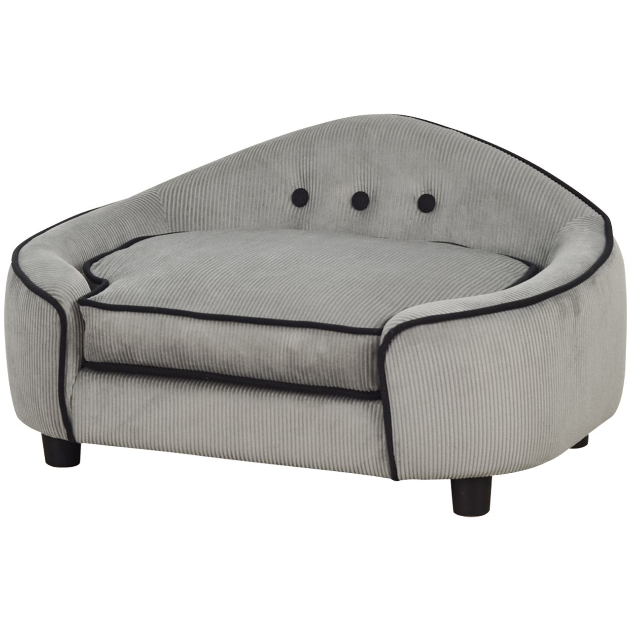 PawHut Haustiersofa, Hundebett, Hundematte, Hundesofa, Naturholz Plüsch, Grau, 66,5 x 45 x 35,5 cm