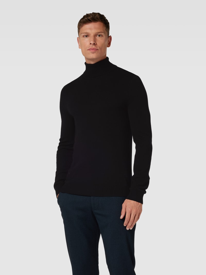 Strickpullover mit Rollkragen in schwarz