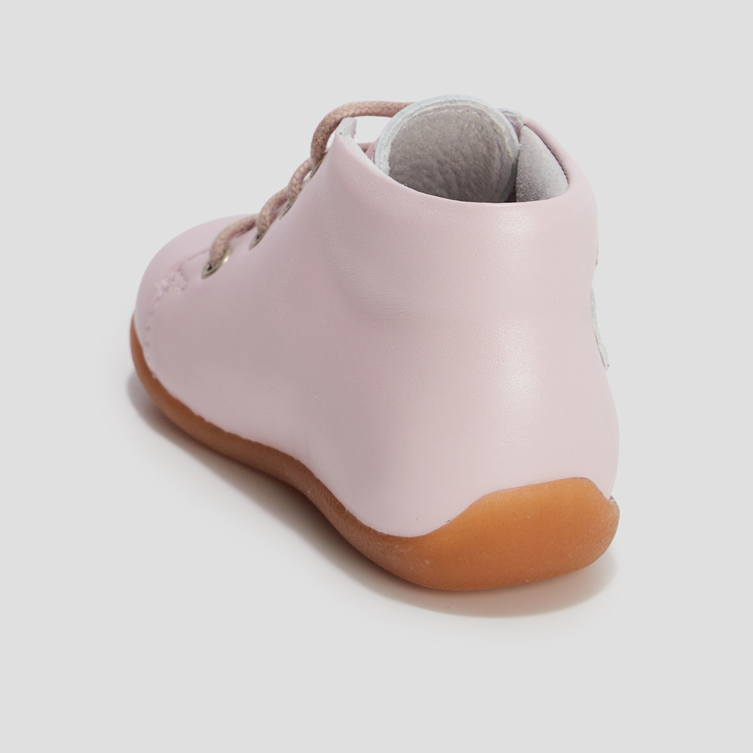 Bottillons à lacets en cuir rose bébé fille | La Halle