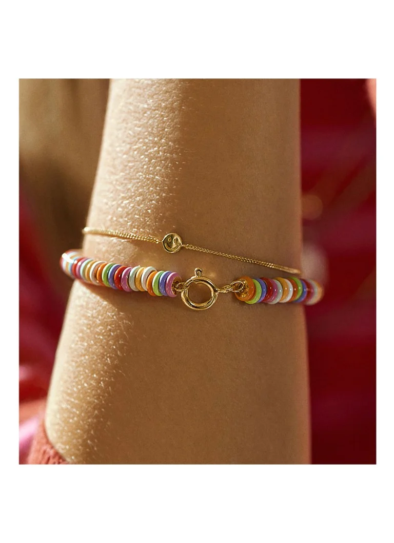 Anna + Nina  Smiley armband verguld