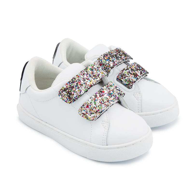 Baskets en cuir Mini Edith glitter tongue