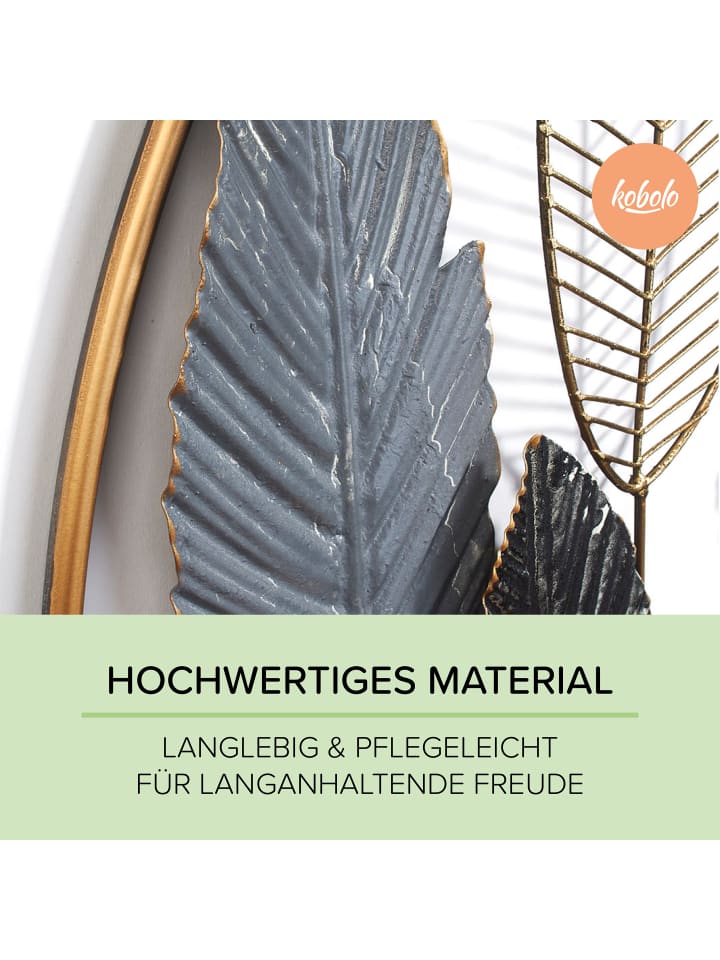 kobolo Metallbild FOGLIA in Grau günstig kaufen onesize