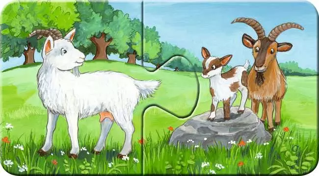 Kinderpuzzle ab 2 Jahren - Tierfamilien auf dem Bauernhof - 2 Teile