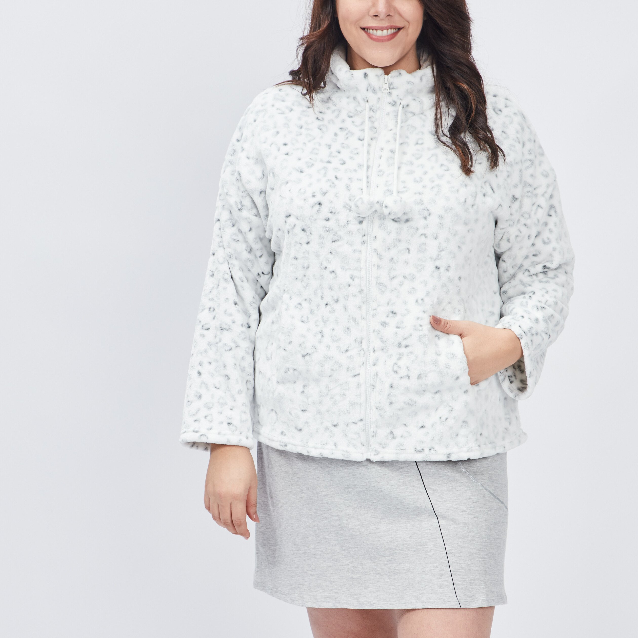 Veste de pyjama ecru femme grande taille | La Halle