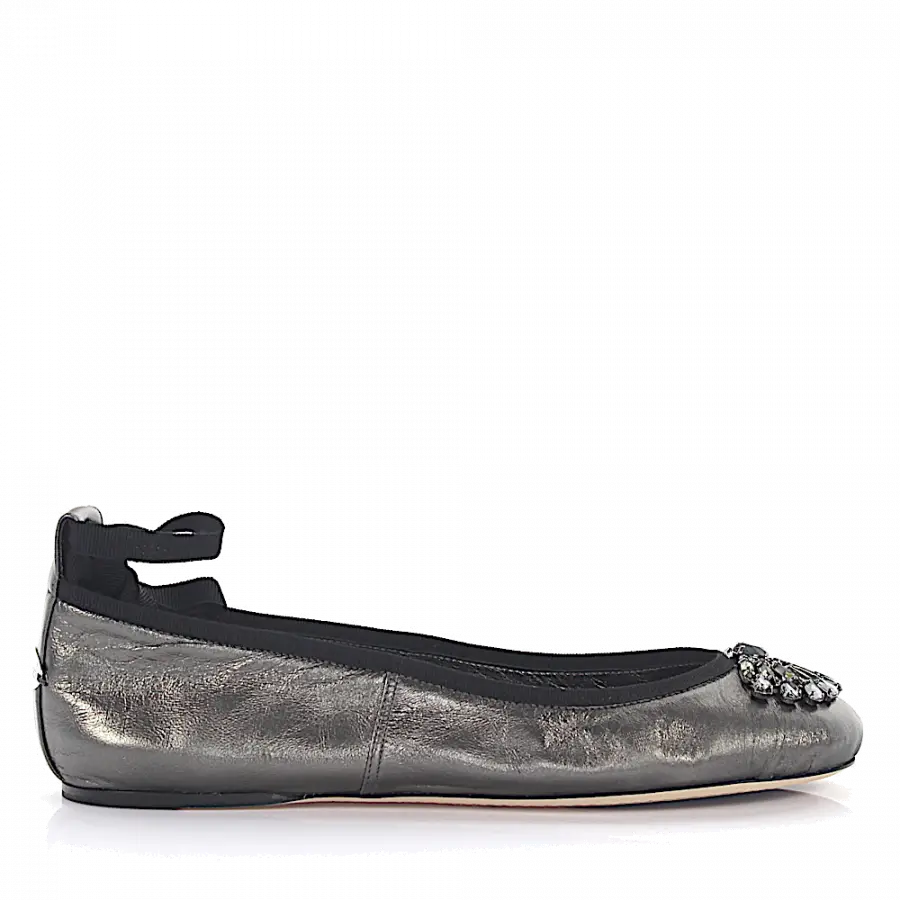 Jimmy Choo - Ballerinas Klassisch Strassbrosche grau silber - grau
