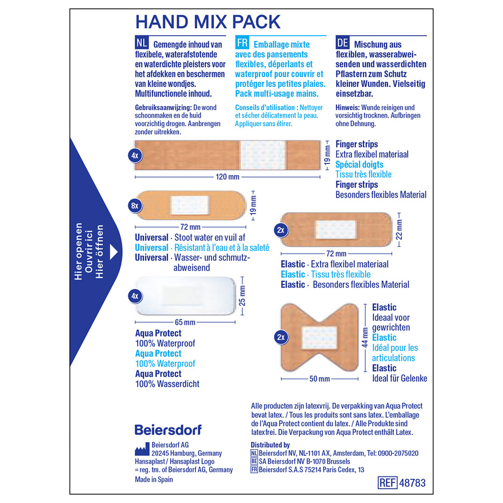 hansaplast Pansements Mix-Pack spécial mains Bandage, pansement, sparadrap