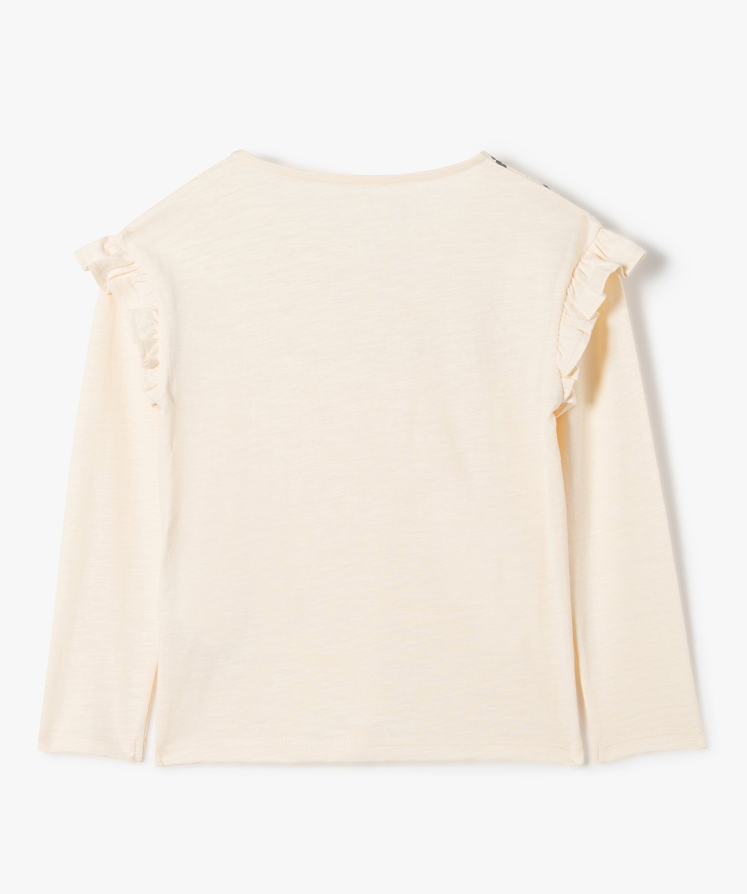 Tee-shirt fille à manches longues avec haut fantaisie - Lul... ecru | GEMO