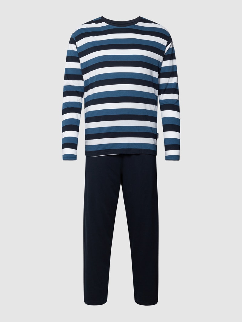 PLUS SIZE Pyjama mit Streifenmuster Modell 'MELBOURNE' in blau