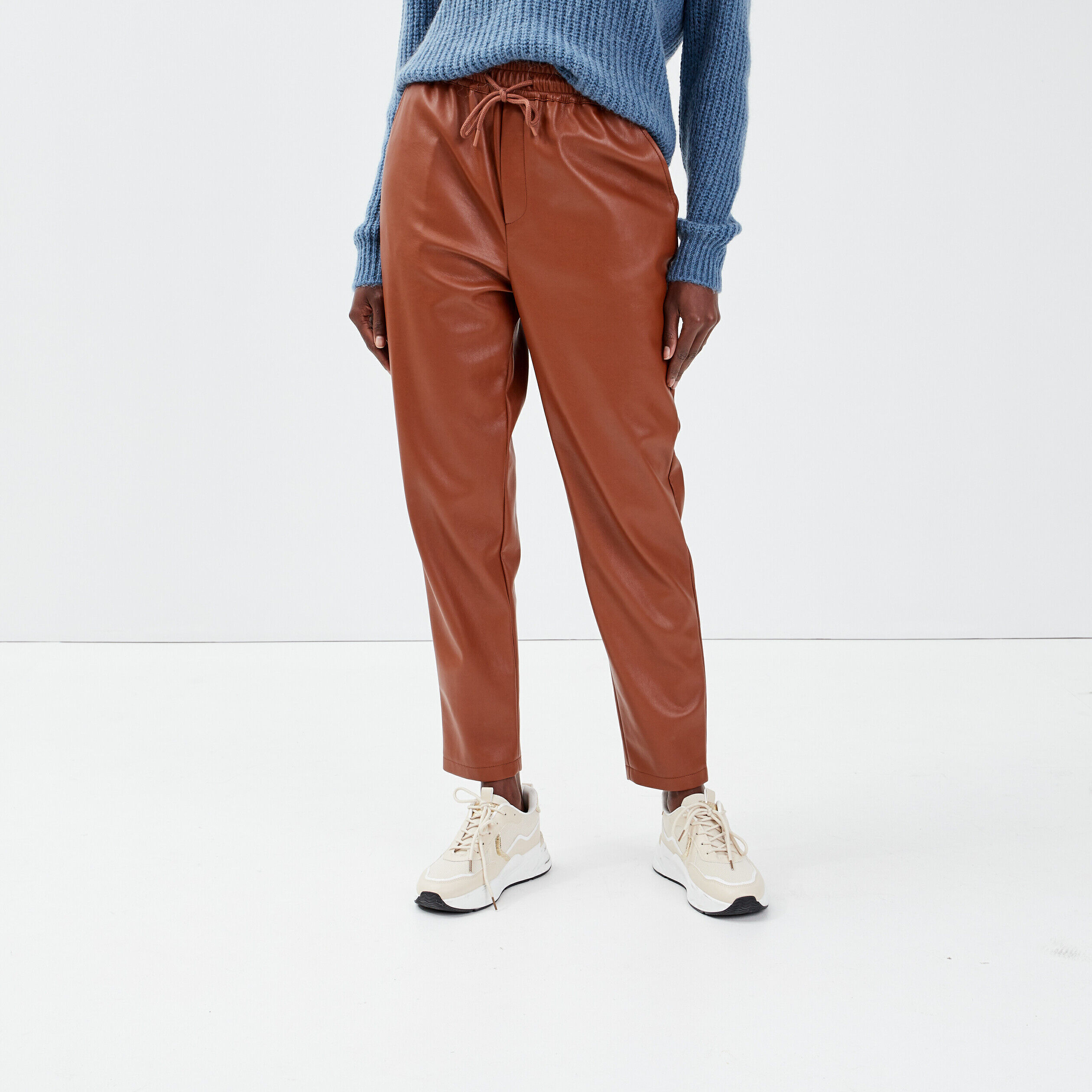 Pantalon jogging droit marron cognac femme | Cache Cache
