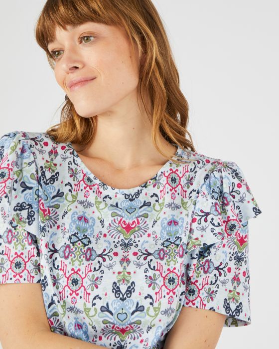 Tee-shirt manches papillon volantées