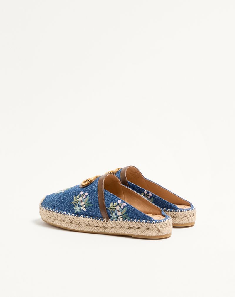 VLogo Signature Denim Mule med Blomsterbroderi 25 mm