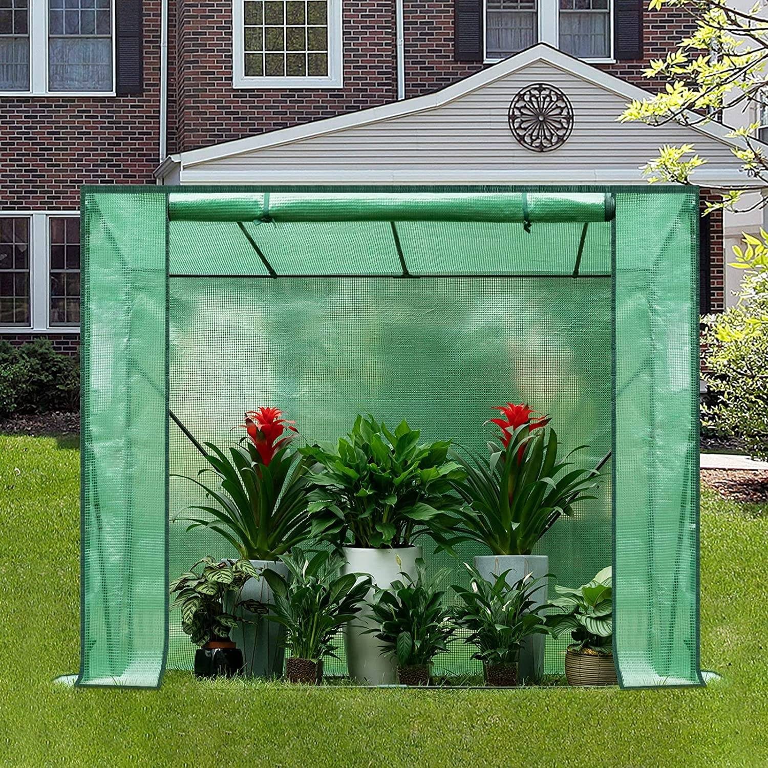 Woltu Gewächshaus, PE halbtransparent 130 g/m² 200x77x146/169 cm Weiß
