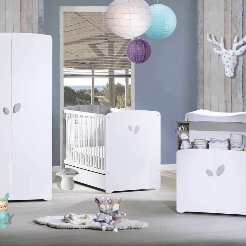 Chambre bébé 3 pièces LEAF lit, commode et armoire