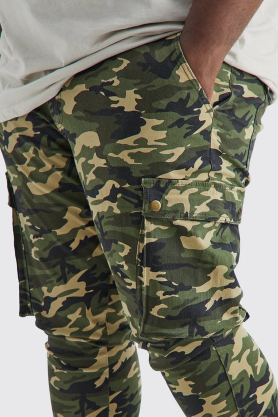 Plus Skinny Camouflage Cargo-Hose mit Druckknöpfen