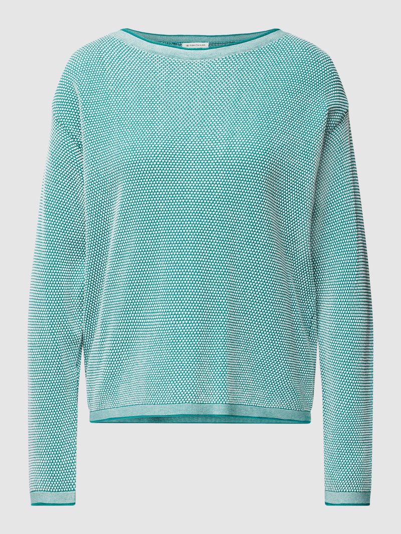 Strickpullover mit fein strukturiertem Design in petrol