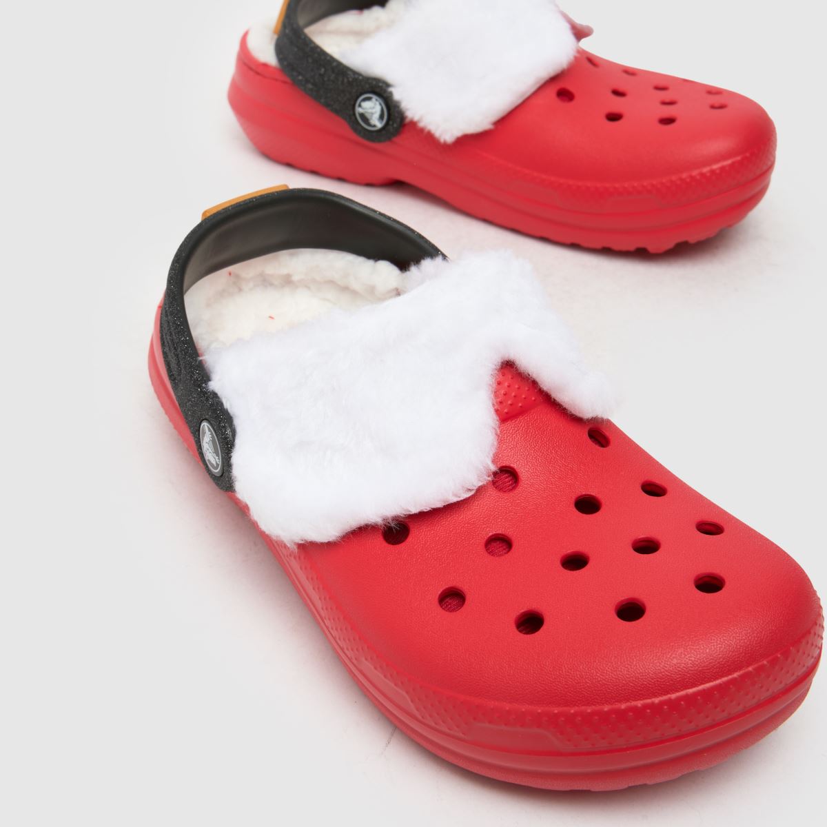 Crocs röda klassiska fodrade tomteträskor Junior sandaler