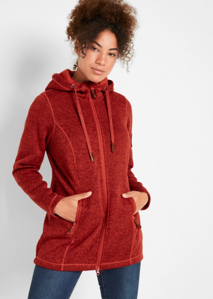 Strick-Fleecejacke mit Kapuze