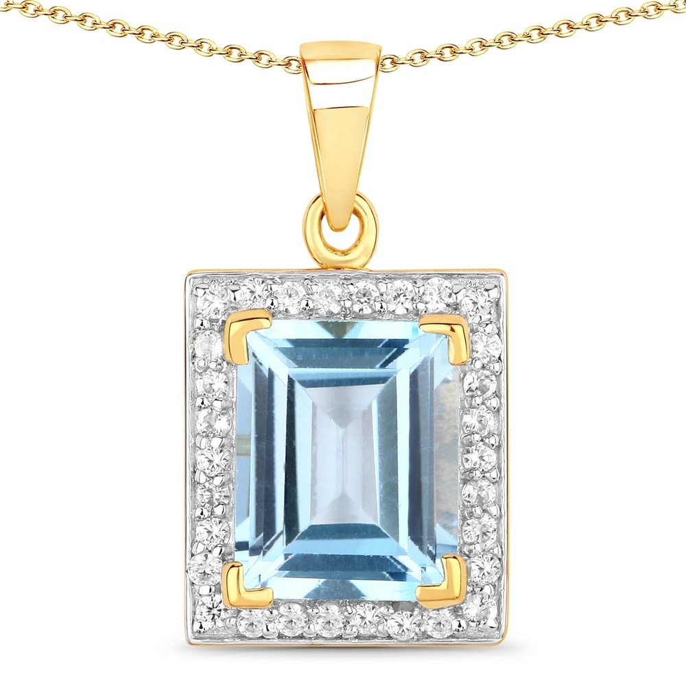 Rafaela Donata Chaîne Argent sterling Topaz bleu en Or jaune Bijoux