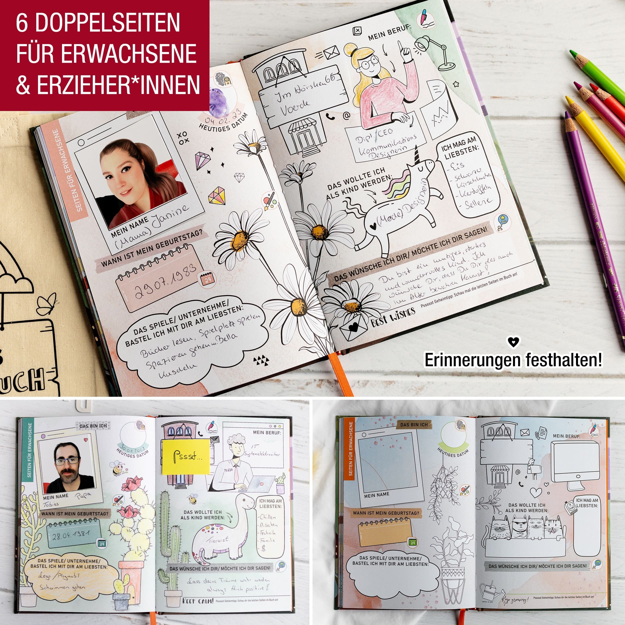 TOBJA Poesiealbum Freundebuch für Kindergarten & Krippe, Individuell gestaltbares Cover, Erinnerungen an Freundschaften