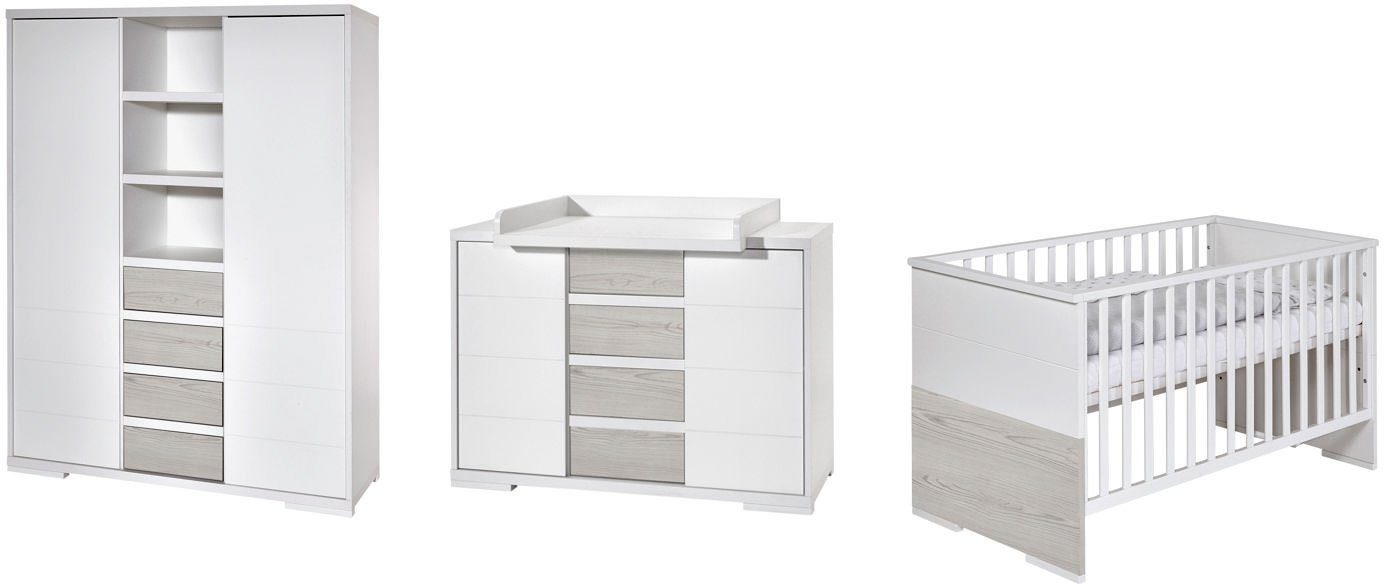 Schardt Babyzimmer-Komplettset Maxx Boathouse, (Set, 3-St., Kinderbett, Schrank, Wickelkommode), Made in Germany; mit Kinderbett, Schrank und Wickelkommode