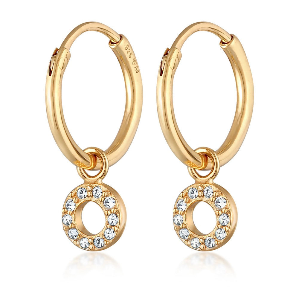 Elli Elli Boucles d'Oreilles Femmes créoles pendentif rond avec cristaux en argent ste Boucles d'oreilles