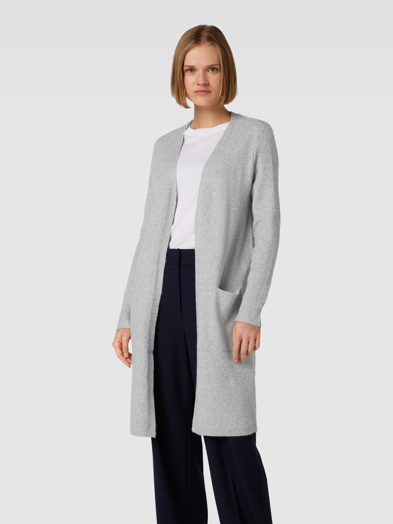 Cardigan mit aufgesetzten Eingrifftaschen Modell 'DOFFY' in hellgrau meliert