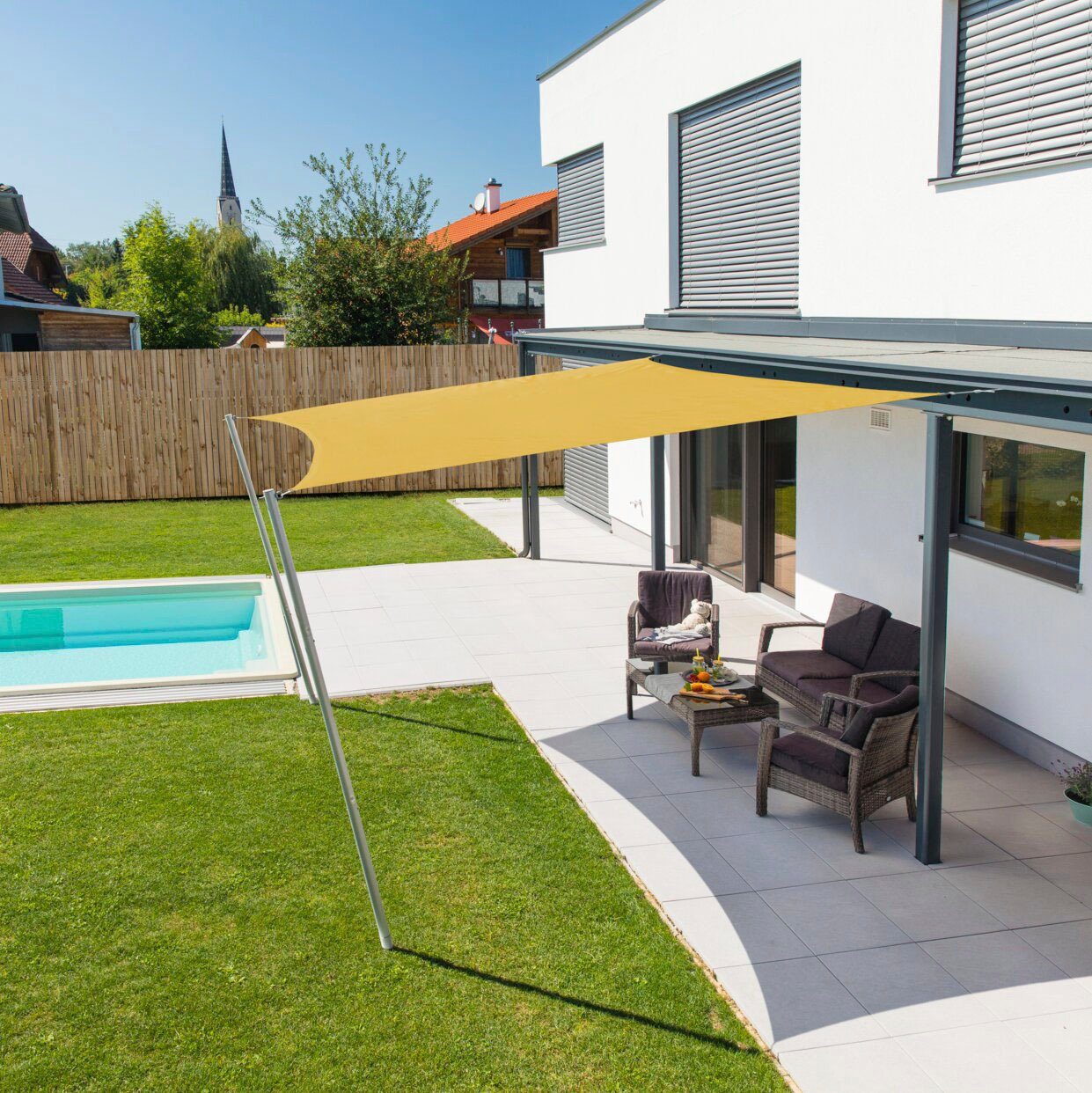 Windhager Sonnensegel Cannes Quadrat, 5x5m, gelb